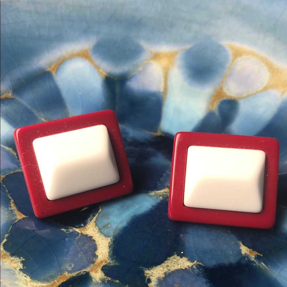 Avon Red and White Earrings